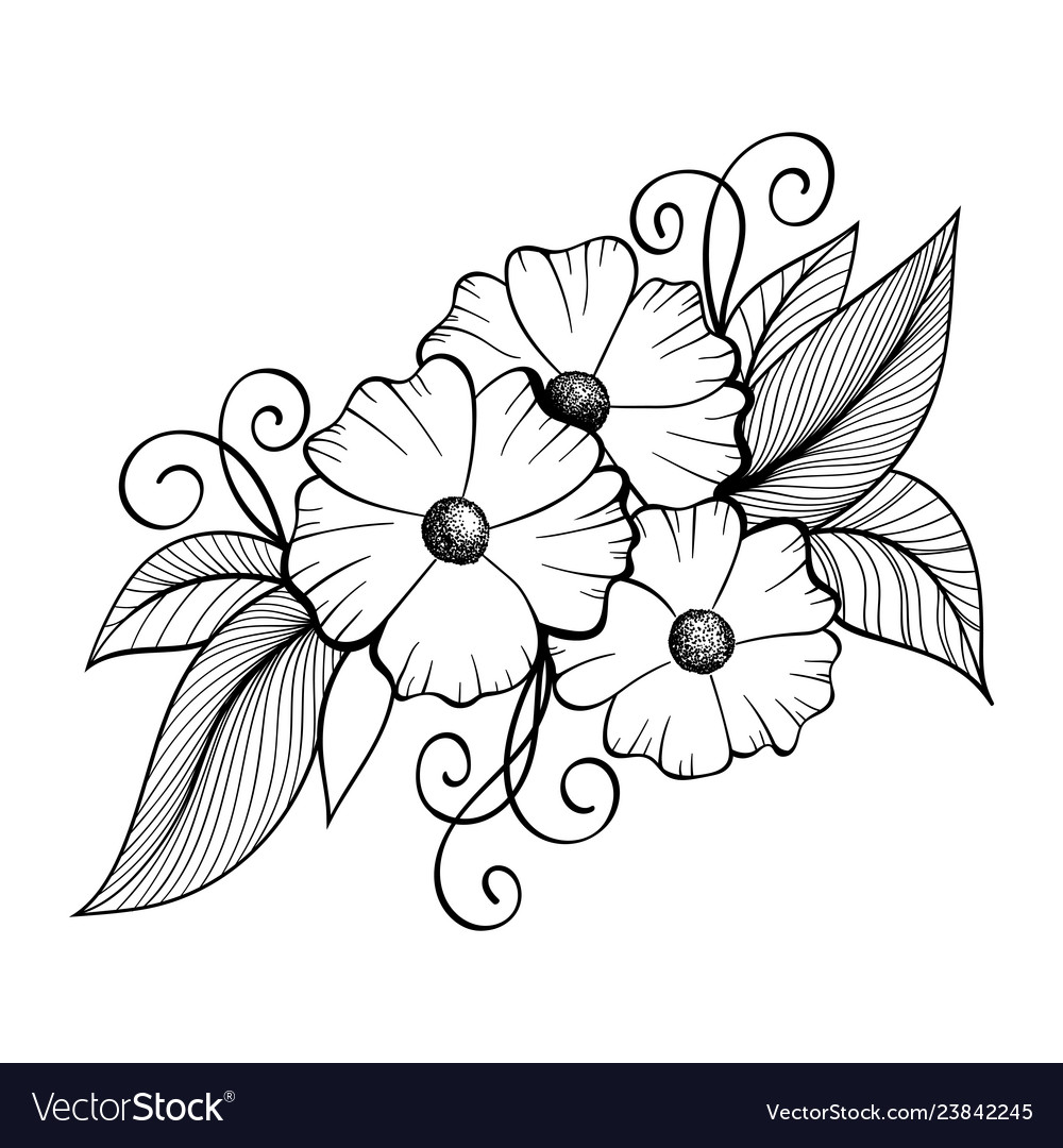 Hand drawn floral doodle bouquet