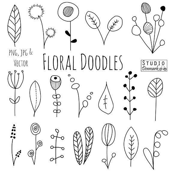 Doodle Flowers Clipart and Vectors