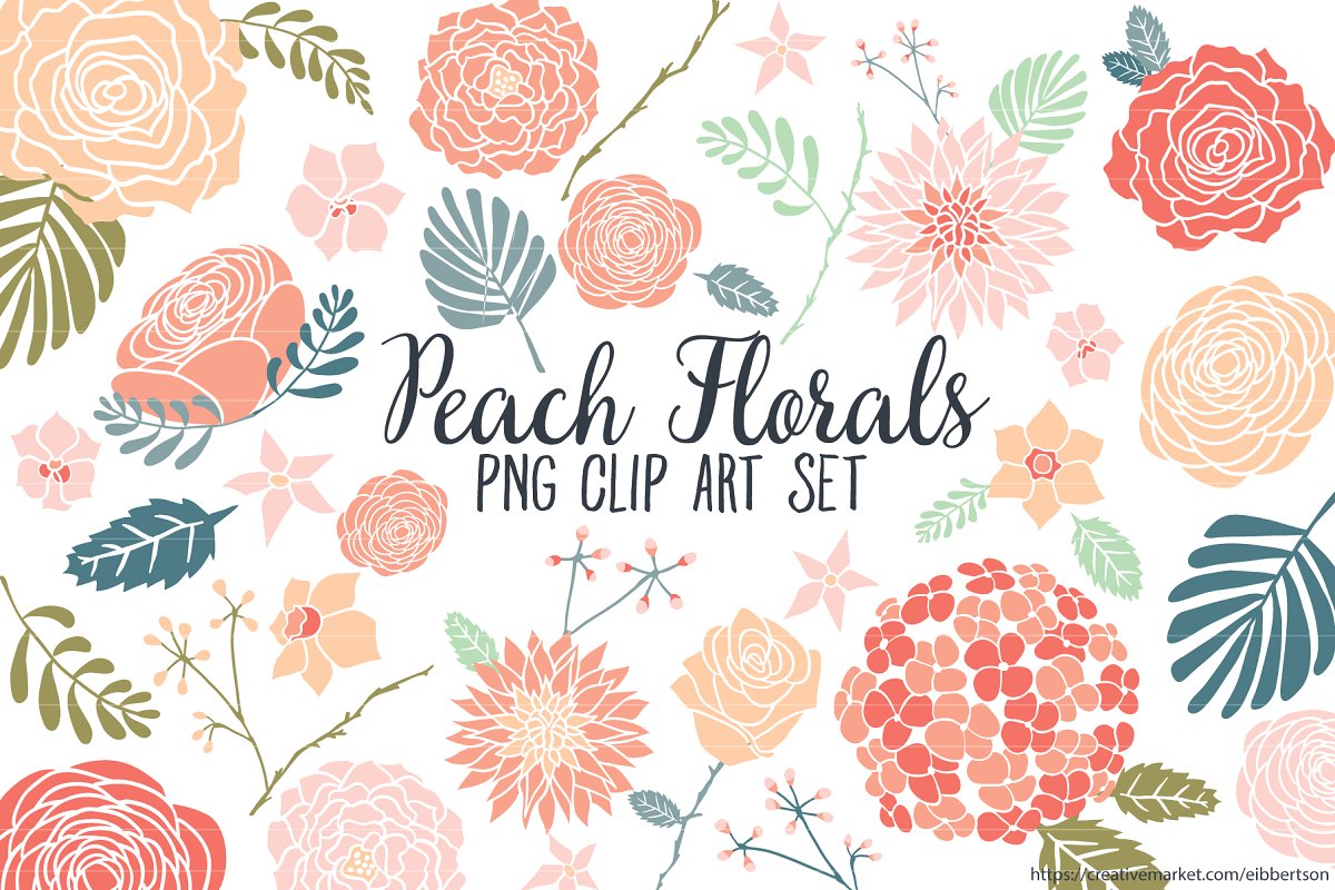 Peach Floral Clipart Flower Clip Art