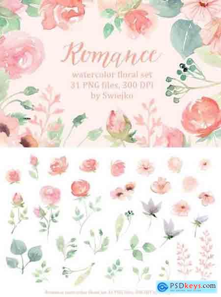 Creativemarket Romantic Floral Clipart set