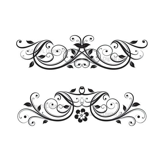 Flourish Vector Digital Clipart Swirl Decorative Clip Art