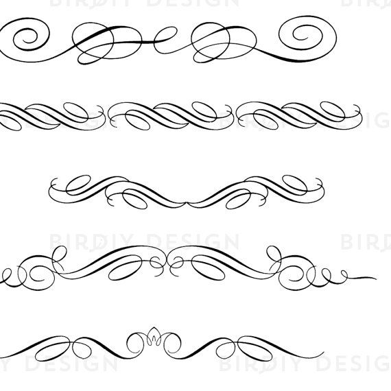 Vintage Clipart Scrolls and Flourishes Calligraphy Clipart