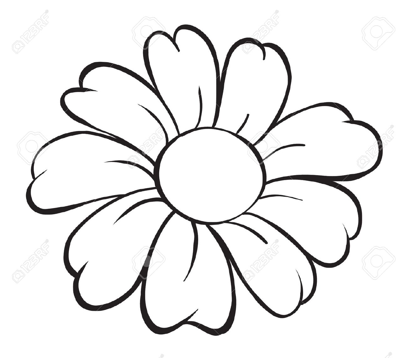 Cartoon Flower Clipart Black And White