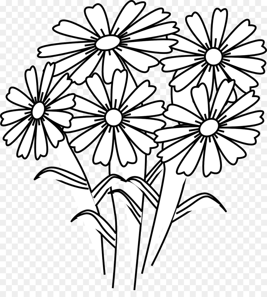 flower clipart black and white coloring
