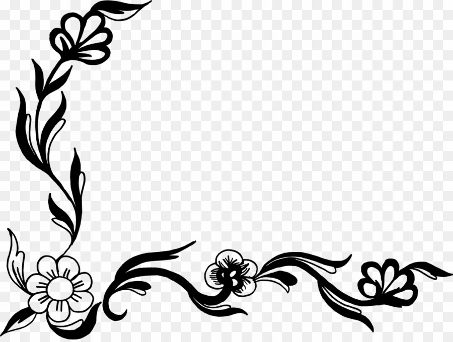 Black Floral Corner PNG Floral Design Flower Clipart