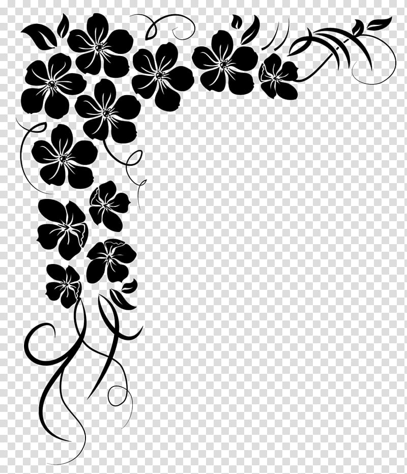 Corners , black and white flower drawing transparent