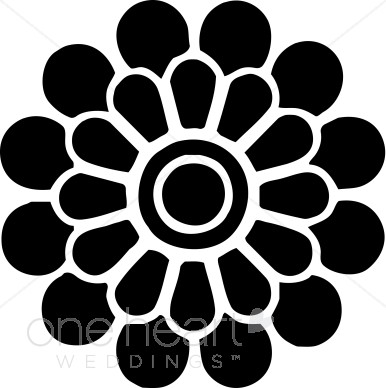 Black and White Modern Flower Clipart