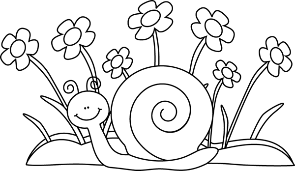 Spring flowers clipart black and white
