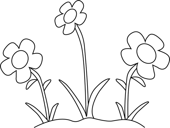 flower clipart black and white spring