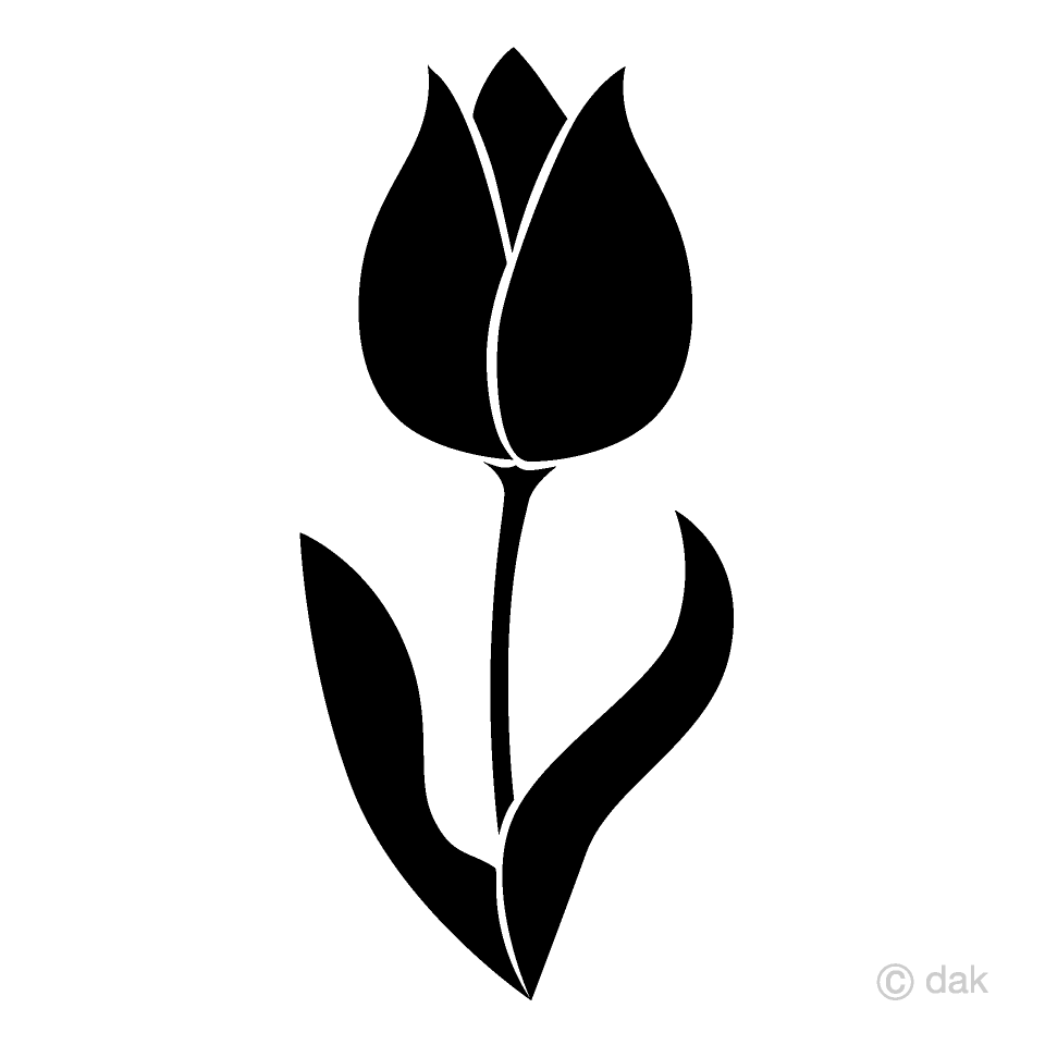 Free Black and White Tulip Clipart Image