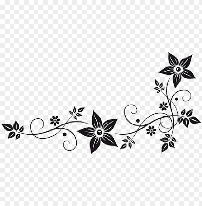 Download vector graphics flower border black white clip art
