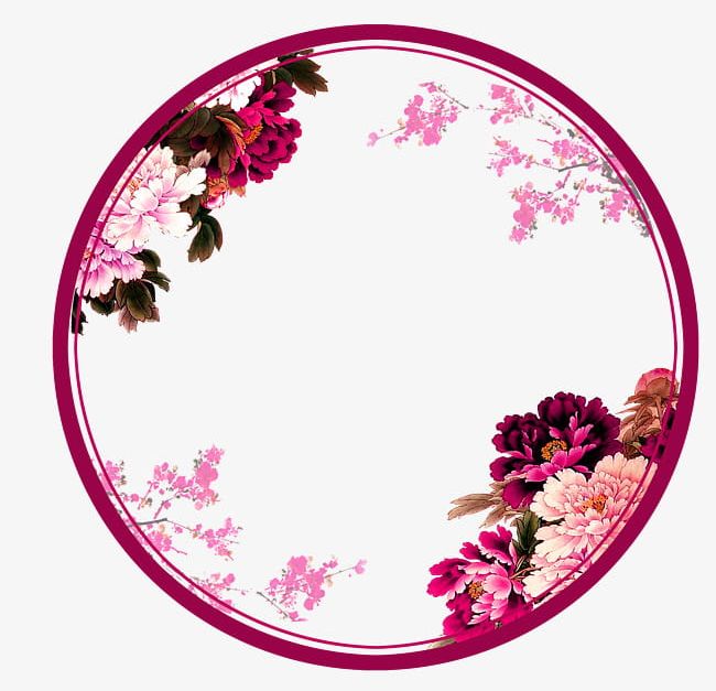 Red Chinese Wind Flower Circle Border Texture PNG, Clipart