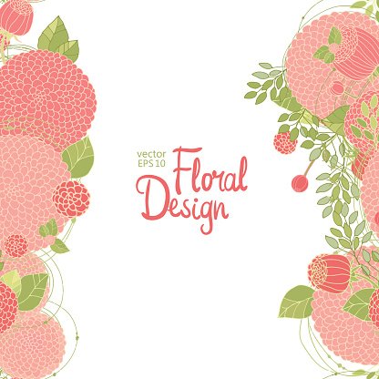 Vertical floral border Clipart Image