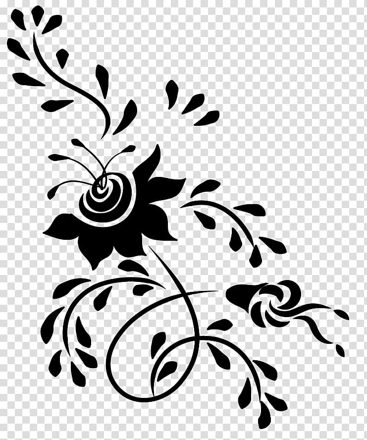 Flowers Design, black flower illustration transparent