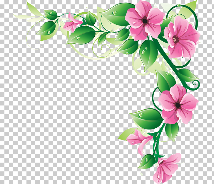 Flower , Flower s Frame, pink flowers border PNG clipart