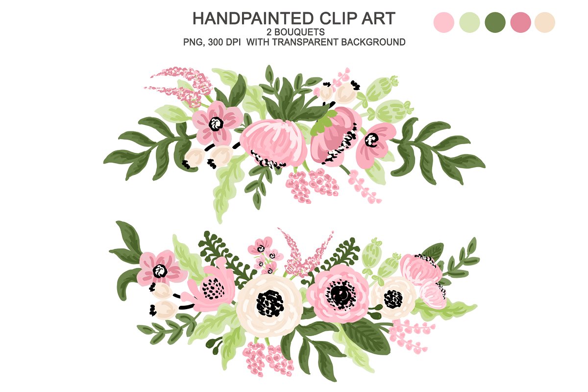 Digital Watercolor Flower Clipart