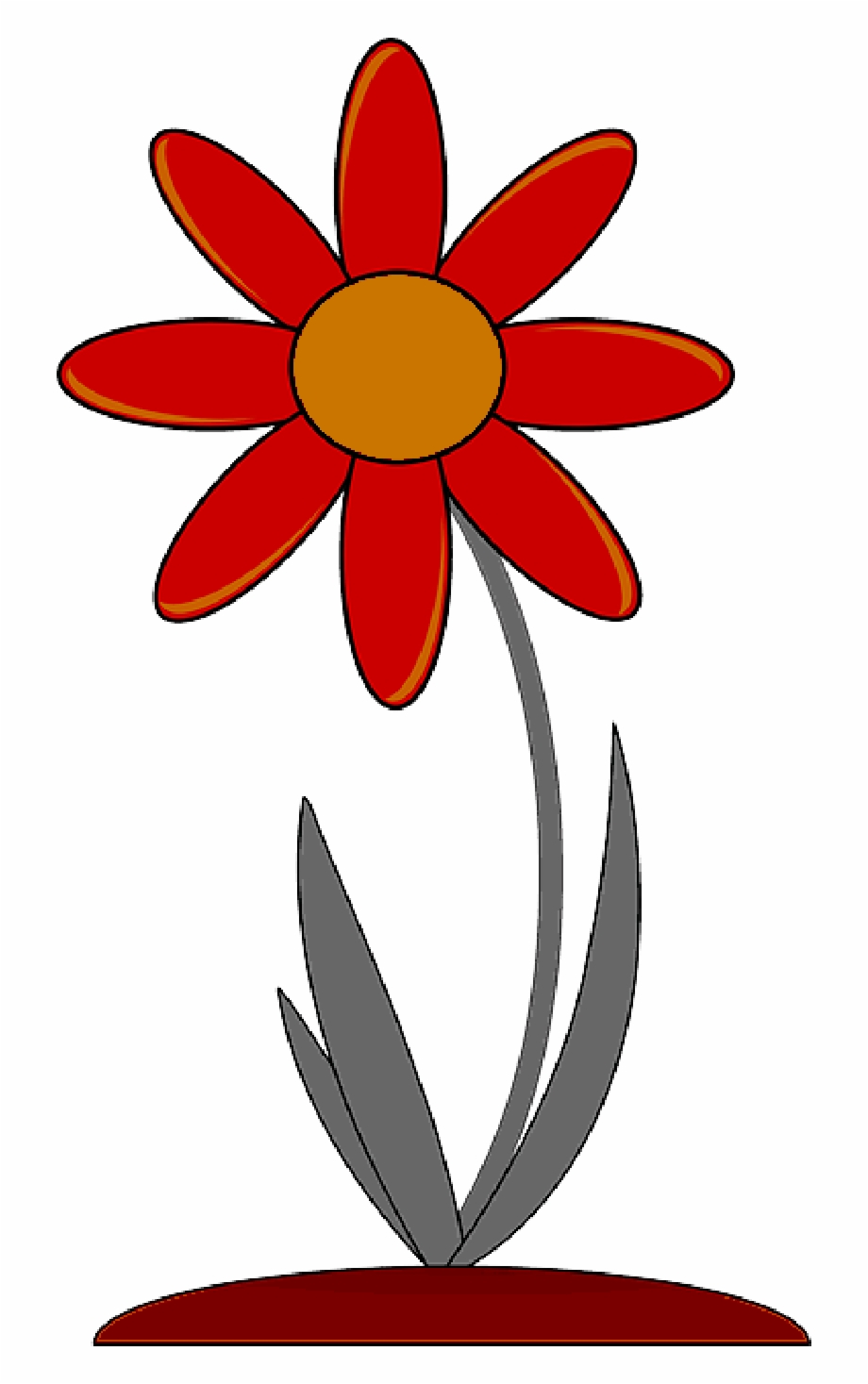 Red, Outline, Drawing, Plants, Flower, Flowers, Cartoon