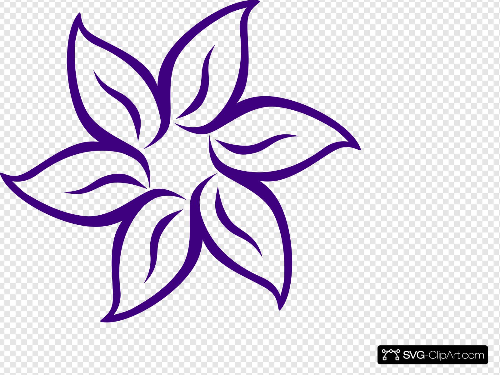 Purple flower outline.