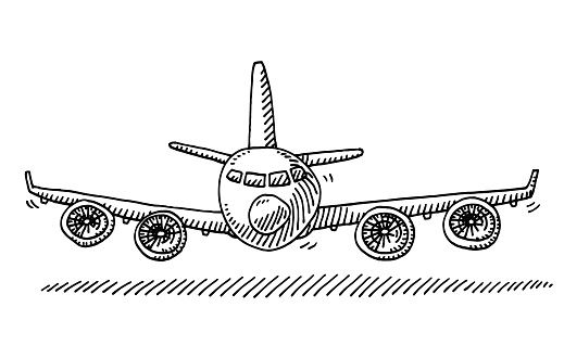 Cartoon Airplane Front View Drawing