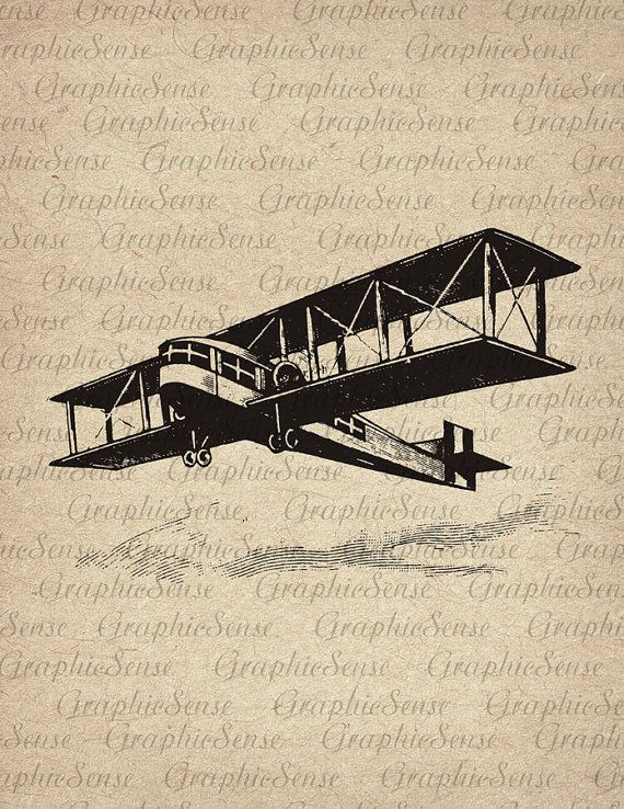 Retro Airplane Printable Graphics Digital Collage by