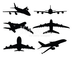 Flugzeug silhouetten stockvektorgrafiken.