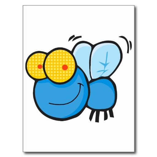 Silly cute cartoon fly character postcard