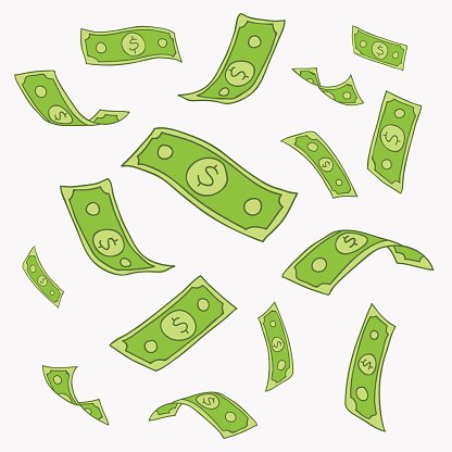 Vector pattern of flying paper money Clipart Image
