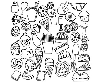 Food clipart black and white