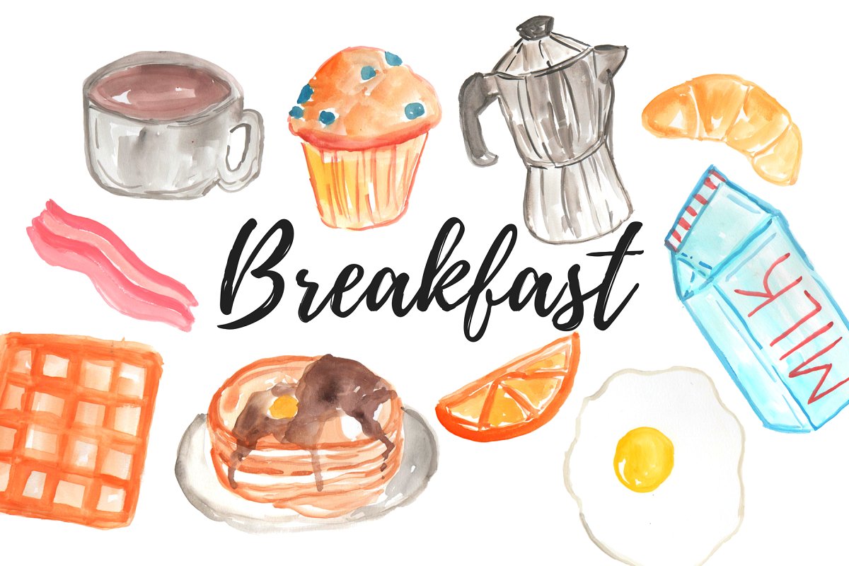 Watercolor Food Breakfast clipart