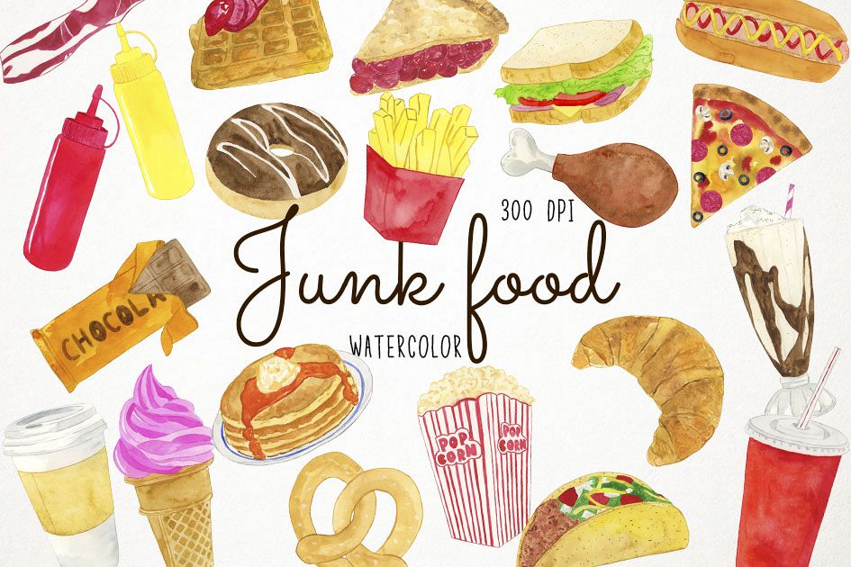 Watercolor junk food.