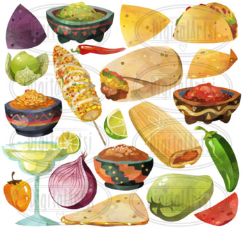 Watercolor mexican food.