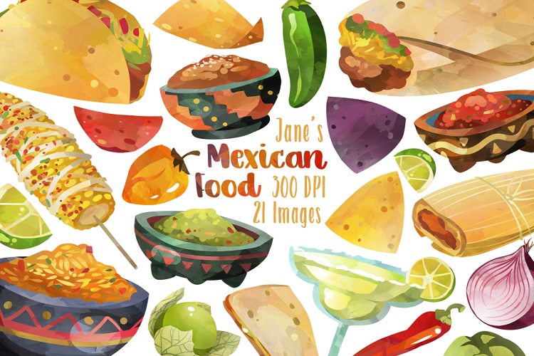 Watercolor mexican food.