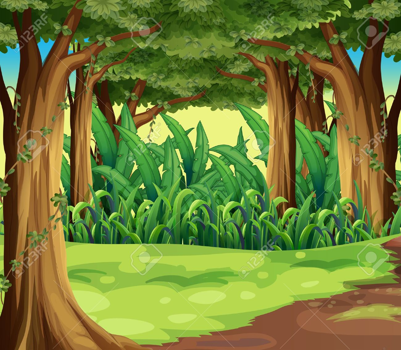 Forest background clipart.