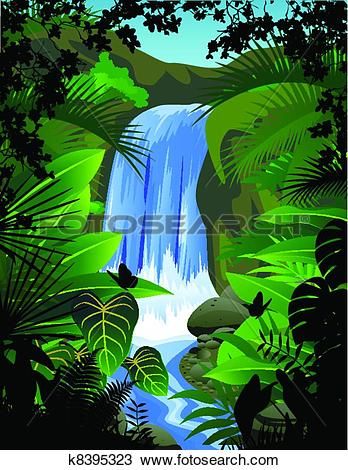 Tropical forest background Clipart