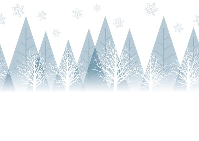 Seamless winter forest background with text space, vector