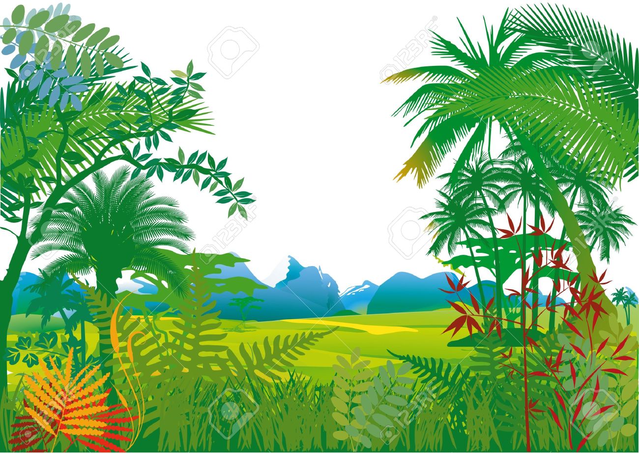 Rainforest clipart jungle leaves background pencil and in
