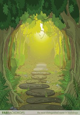 Fab Vinyl Cartoon Forest Pathway Backdrop