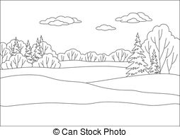 forest clipart black and white background