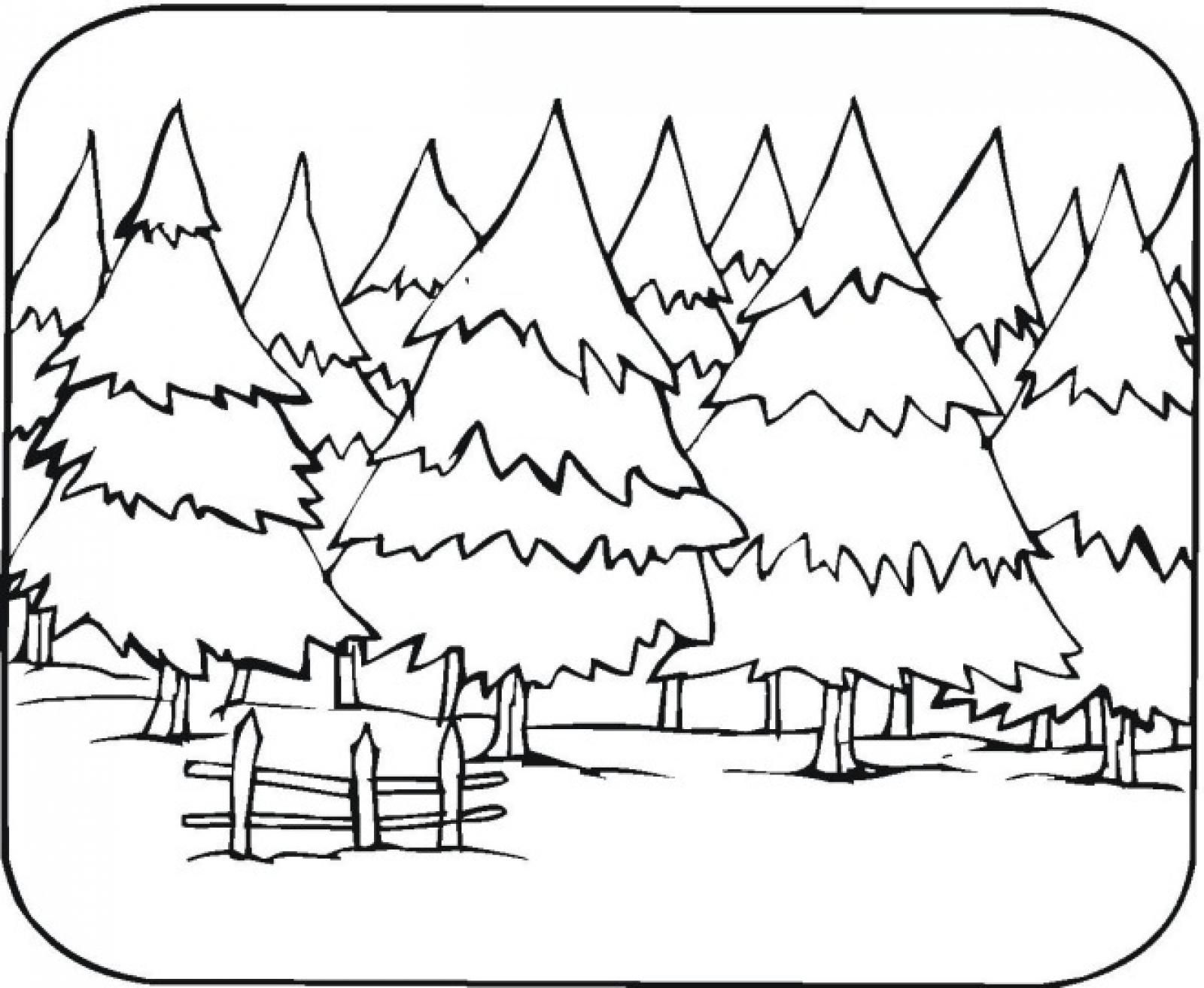 forest clipart black and white coloring