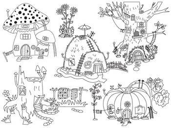 Forest houses clipart.