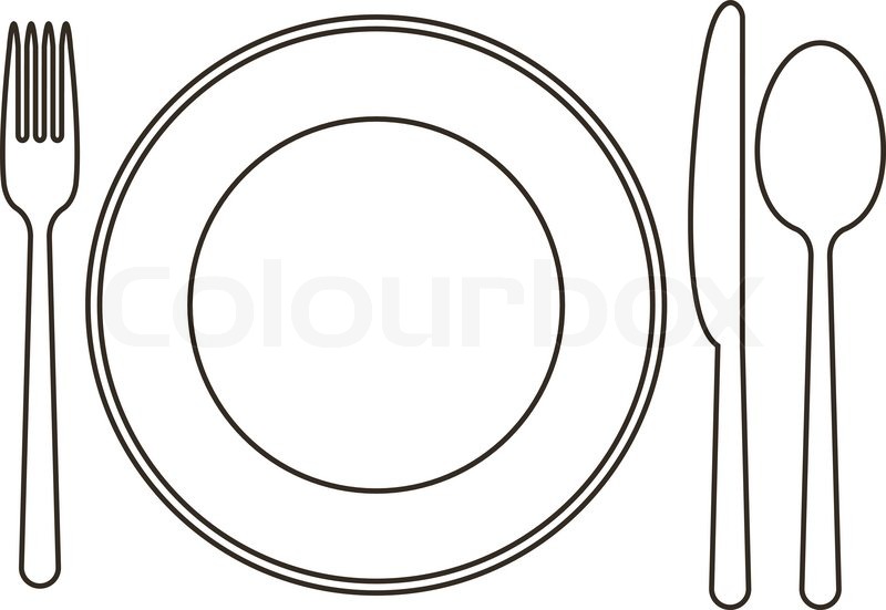 Spoon and fork clipart black and white