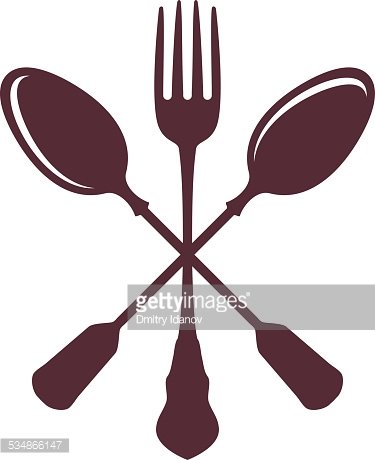 Crossed Spoons With Fork Isolated ON White Background
