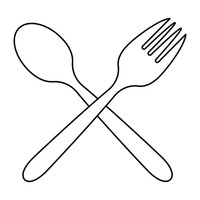Fork Forks Spoon Spoons Crossed Outline Outlines Linear