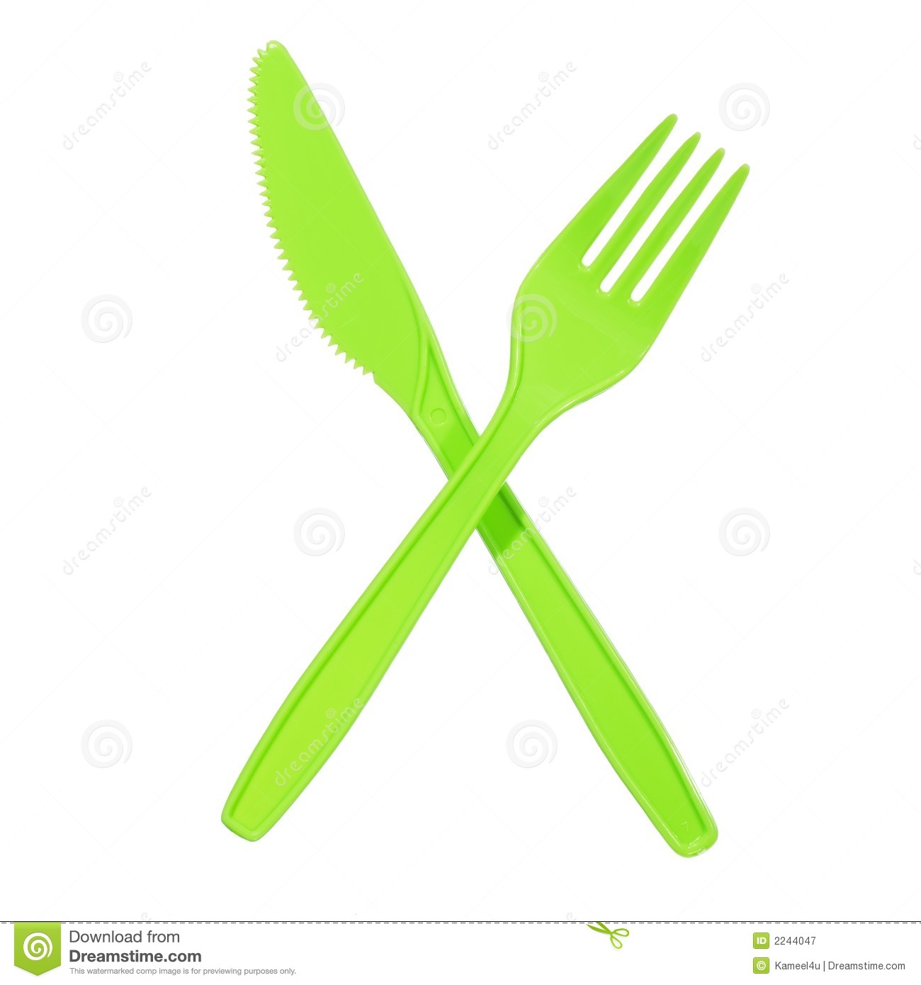 Vibrant green fork and knife