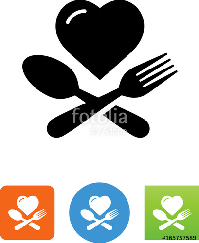 Heart With Fork And Spoon Icon