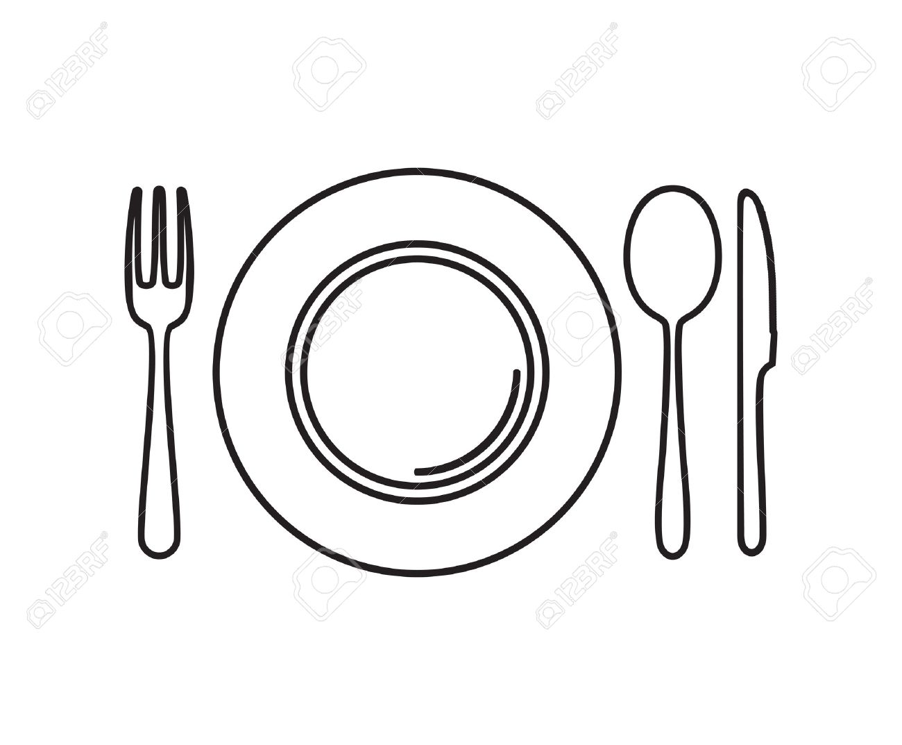 Plate spoon fork clipart