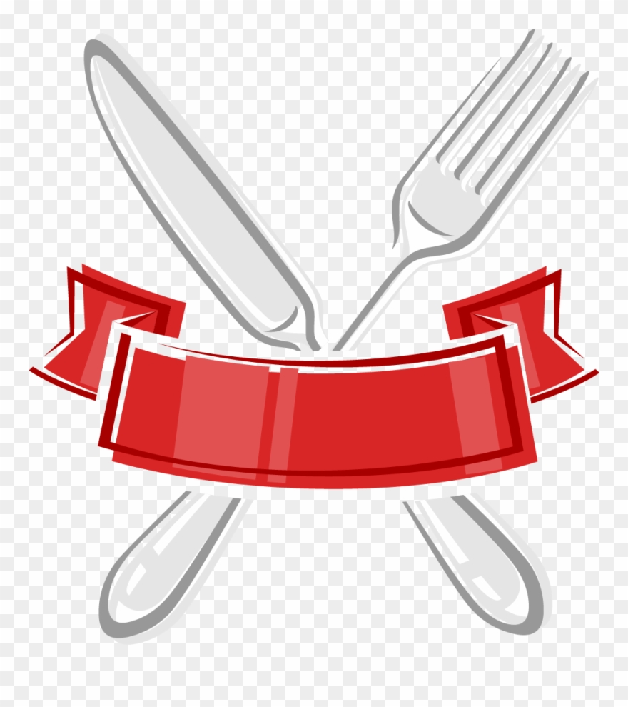 fork and spoon clipart red