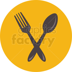 Fork and spoon icon clipart with circle background