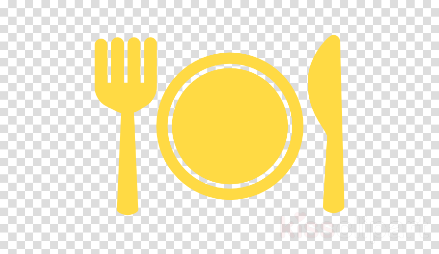 Yellow cutlery spoon tableware fork clipart
