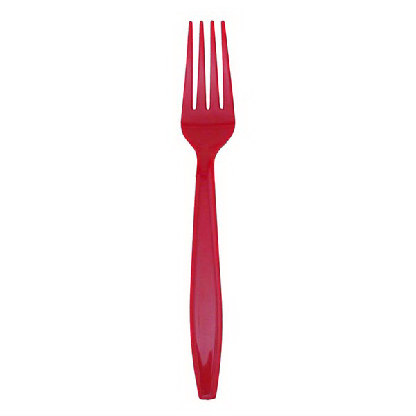 Colored plastic fork.